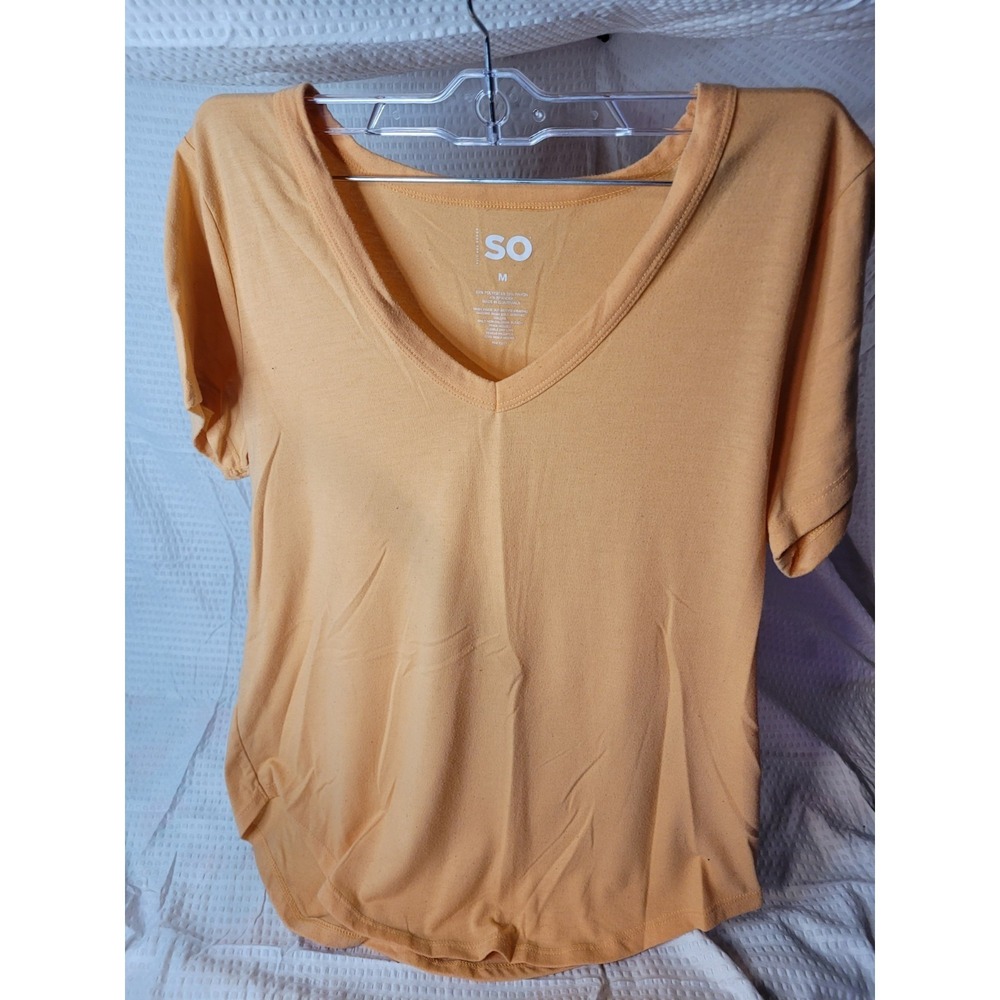 SO Goods For Life Womens V-Neck Short Sleeve Tee Apricot Orange Size M‎